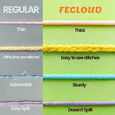 3 Pack Beginners Crochet Yarn, Pink Yellow Blue Yarn for Crocheting Knitting Beginners, Easy-to-See Stitches, Chunky Thick Bulky Cotton Soft Yarn