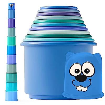 Stacking Cups Bath Toys for Toddlers, Rainbow Bath Cups for Baby 1-3 Years