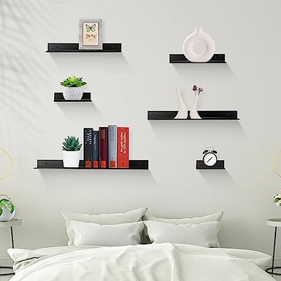 2pcs Black 11.8-inch Acrylic Adhesive Bathroom Wall Shelf