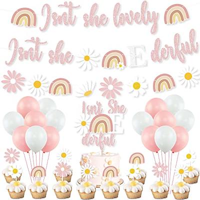 Kids pink rainbow and bunting background Vector Image