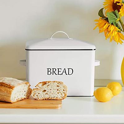 Meraki Home Bread Storage Container with 2 Lids, Cotton Bread Bag–Farmhouse  Bread Boxes for Kitchen Counter Airtight – Metal Box for Homemade Storage  (Glossy White) - Yahoo Shopping