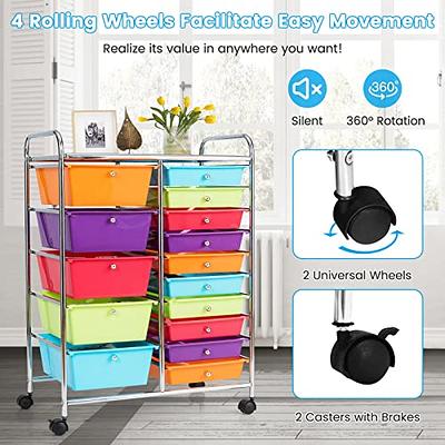 15-Drawer Utility Multicolor Rolling Storage Cart