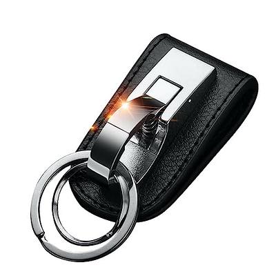 Men Creative Metal Leather Key Chain Ring Keyfob Car Keyring Keychain Gift