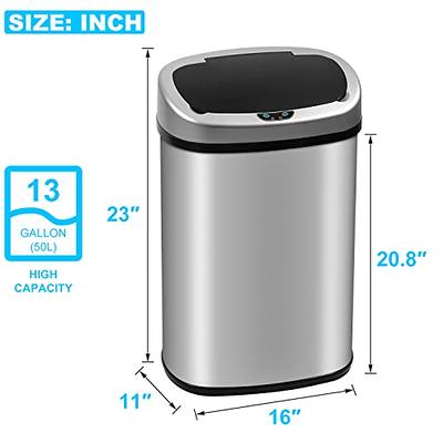  13 Gallon Touch Free Automatic Trash Can, 50L High