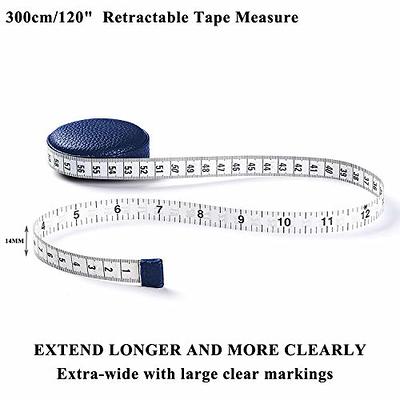 Tape Measure for Body Measuring Tape Double Scale Body Sewing Flexible Ruler  for Medical Body Measurement Tailor Craft Ruler, Retractable Key Chain Mini Tape  Measure 120 Inches/300cm (Black)