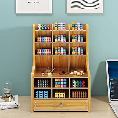 Pen Holder with Drawer, DIY Wood Desk supplies Organizer, Art