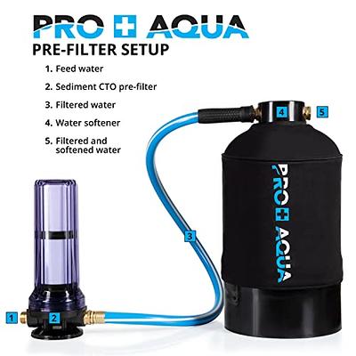 PRO+AQUA Portable RV Water Softener 16,000 Grains and Filtration System Bundle, Filter and Soften Hard Water for RV Trailers Vans