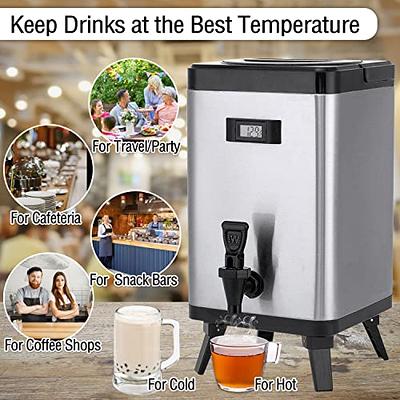 8 Liters Stainless Steel Cold and Hot Drink Dispenser with Thermometer Prep & Savour Color: Black