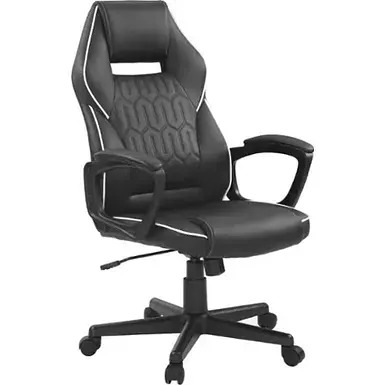 Lucklife Black PU Leather Office Chair with Footrest Big and Tall