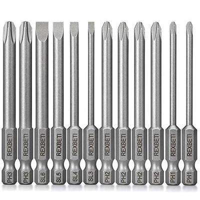 REXBETI 12 Piece Slotted Phillips Screwdriver Bit Set, 1/4 Inch Hex Shank  S2 Steel Magnetic 3 Inch Long Drill Bits (Slotted Set) - Yahoo Shopping