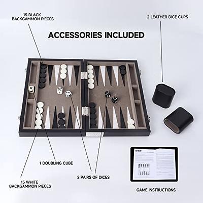 Crazy Games Backgammon Set - 2 players Classic Backgammon Sets for Adults  Board Game with Premium Leather Case - Best Strategy & Tip Guide (Brown