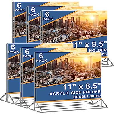 6 Pack Acrylic Sign Holders 8.5 x 11, Table Top Plastic Display Stand for  Menu, Flyer, Document, Paper, Clear Slant Back Vertical Photo Frame