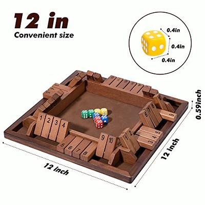 Juegoal Wooden 4 Players Shut The Box Dice Game, Classics Tabletop Version  and Pub Board Game, 12 inch