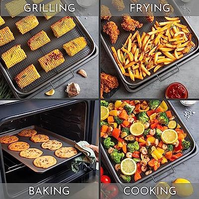 Non Stick Crisper Tray Set Cookie Sheet Tray Air Fry Pan Grill