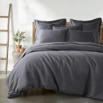 Linen King/Queen Duvet Cover Set - Light gray - Home All