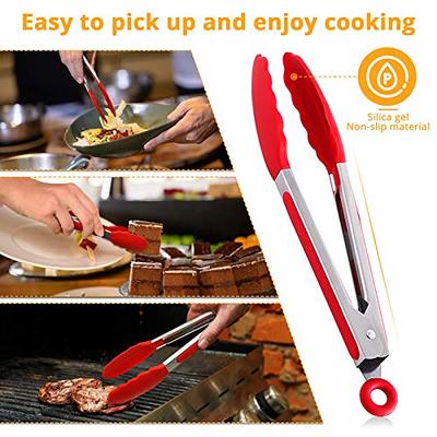 7 Inch Kitchen Tongs Silicone Tips Food Tongs for Air Fryer Liners