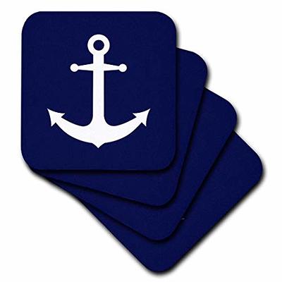 3dRose cst_165798_3 Navy Blue and White Nautical Anchor Design-Ceramic Tile  Coasters, Set of 4 - Yahoo Shopping