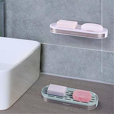 Soap Dish Holder Shower 2 Pack Bar Soap Holder with Drain Wall Mounted Soap  Box for Shower, Bathroom, Bathtub, Kitchen Sink, Keep Soap Bars Dry,  Waterproof Dustproof, No Drilling, Adhesive Include 