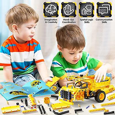2 in 1 Dump Truck or Airplane STEM Toys Building Sets for Boys 8-12, Construction Engineering Building Kit