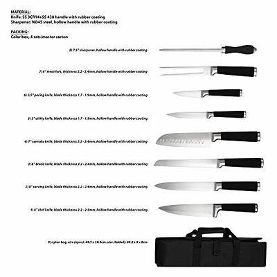 WELLSTAR Kitchen Knife Set 3 Piece, Razor Sharp German Stainless Steel Blade and Comfortable Handle with Rainbow Titanium Coated, Chef Santoku Paring