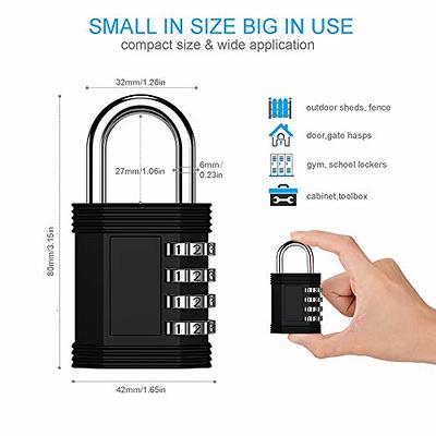 NAGE 2 Pack Black Gym Locker Lock, Lock for Locker of School and Gym, Gate  Locks for Outdoor Fence, Hasp Storage, Locks with Code Sturdy & Durable