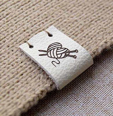 labels for knitting, labels for crochet, leather labels for handmade items,  personalized labels, custom clothing labels