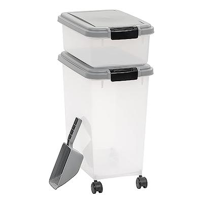 12 Qt. and 33 Qt. Airtight Pet Food Storage Combo with a Scoop in Gray