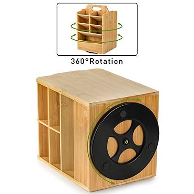 Bamboo Wooden Pen Holder Desktop 360° Rotating Pen Holder - Temu