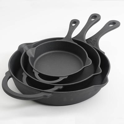 Sunnydaze Pre-Seasoned 3-Piece Cast Iron Skillet Fry Pan Set