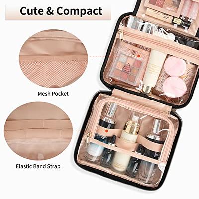  CUBETASTIC Clear Makeup Bags, Travel Waterproof Cosmetic Bag  Plastic Transparent Organizer Women Makeup Pouch with Handle Mesh Pockets  for Cosmetics Toiletries (Black) : Beauty & Personal Care