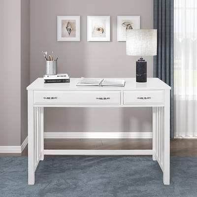 Mainstays Small Space Writing Desk with 2 Shelves, White Finish