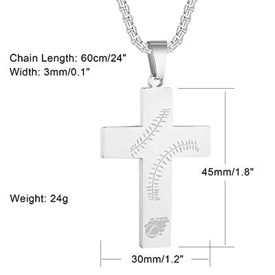 Large Baseball Cross Necklace – Argent Sports