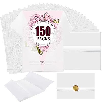 Pre Folded Vellum Jackets Set Include Vellum Jackets for 5x7 Invitations  and Gold Wax Seal Stickers Translucent Vellum Paper Kit for Wedding  Birthday Bridal Shower Baby Shower Party (200)