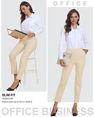 MoFiz Straight Leg Business Casual Dress Pants for Women Stretchy Office  Work Teacher Petite Pants High Waisted Golf Slacks Pull On Trousers Khaki S  - Yahoo Shopping