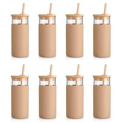 tronco 20 oz Glass Tumbler Glass Water Bottle Straw Silicone Protective  Sleeve Bamboo Lid - BPA Free -Black