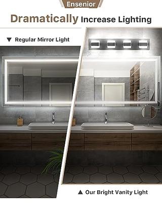 SOLFART Dimmable LED Modern Matt Black Bathroom Vanity Lights Over Mirror 4 Lights Acrylic Bath Wall Lighting