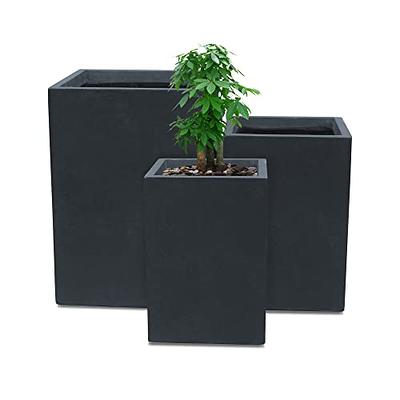 Rosemead Home & Garden, Inc. 17 Wide Kante Modern Concrete/Fiberglass  Indoor Outdoor Planter Pot Charcoal Gray