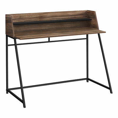 Mainstays Small Space Writing Desk with 2 Shelves, True Black Oak Finish 