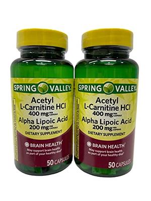 Spring Valley Acetyl L-Carnitine HCl and Alpha Lipoic Acid Dietary  Supplement, 50 Count 