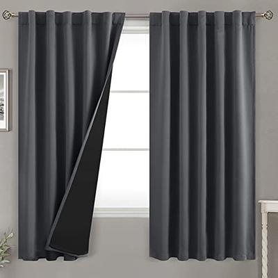 2PCS Double Layer Curtains Blackout Curtains for Bedroom Living Room 52x84  inch