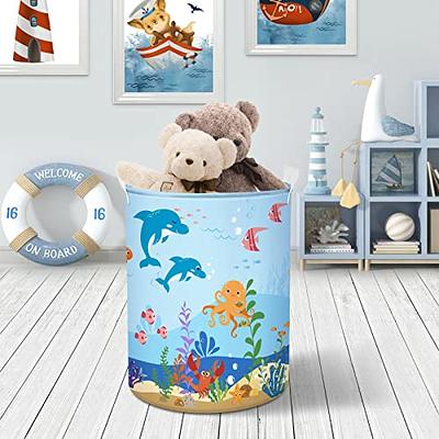 Clastyle 45L Marine Animals Dolphins Sea Turtles Kids Laundry Hamper  Octopus Jellyfish Fish Seaweed Blue Round Toy Clothes Storage Basket for  Children Room, 14.2x17.7 in - Yahoo Shopping