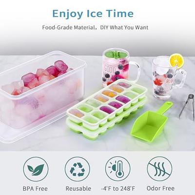 Food-grade Silicone Ice Cube Tray with Lid and Storage Bin for