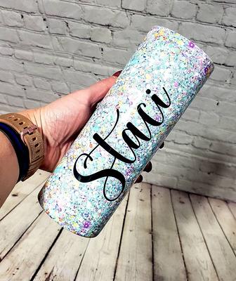 20 oz Skinny Holographic Glitter Insulated Tumbler Laser Engraved