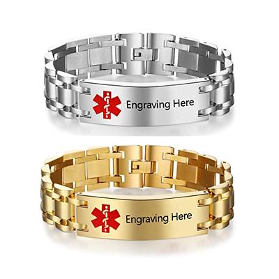 White Gold & Red Enamel Women's Medical Alert ID Bracelet – CHARMED Medical  Jewelry