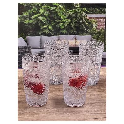 LeadingWare Paisley Acrylic Glasses Drinking Set of 4 (17oz), Plastic Water  Drinking Glasses, Cocktail Glasses, Drinkware Set, - Yahoo Shopping