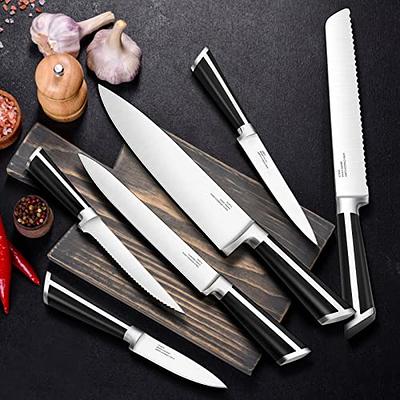 UMOGI Kitchen Knife Set 6 Piece with Sheath Covers in Gift Box - Full Tang  Wooden Handle German Stainless Steel - professional Cutlery Knives Set with