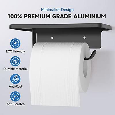 Self Adhesive Bathroom Black Toilet Paper Holder with Phone Shelf