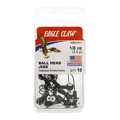 Eagle Claw Ball Head Fishing Jig, Black with White Eye, 1/8 oz