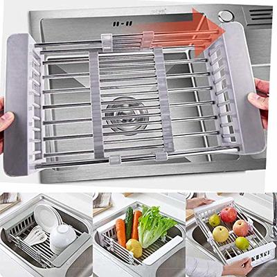 Adjustable Stainless Steel Kitchen Dish Drying Sink Rack Drain