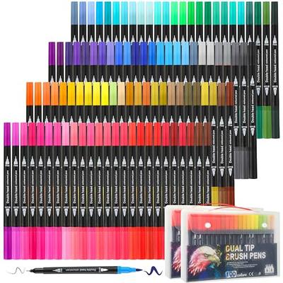 Markers for Adult Coloring - CADITEX 100 Colors Dual Brush Pens Fine Tip  Mark